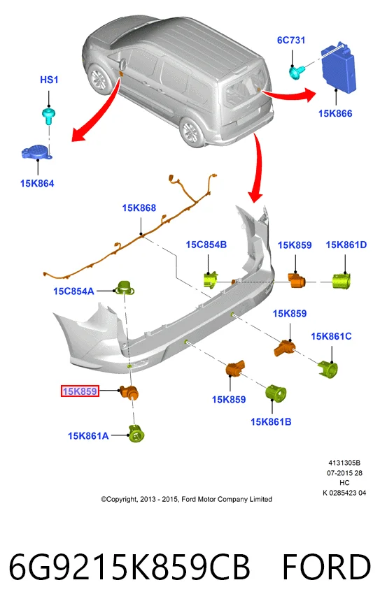 6G9215K859CB Ford Датчик сигналізації паркування (парктронік), передній бічний