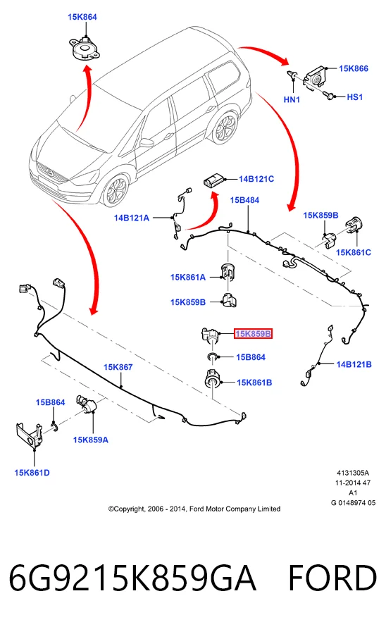 6G9215K859GA Ford Датчик сигналізації парковки (парктронік), задній