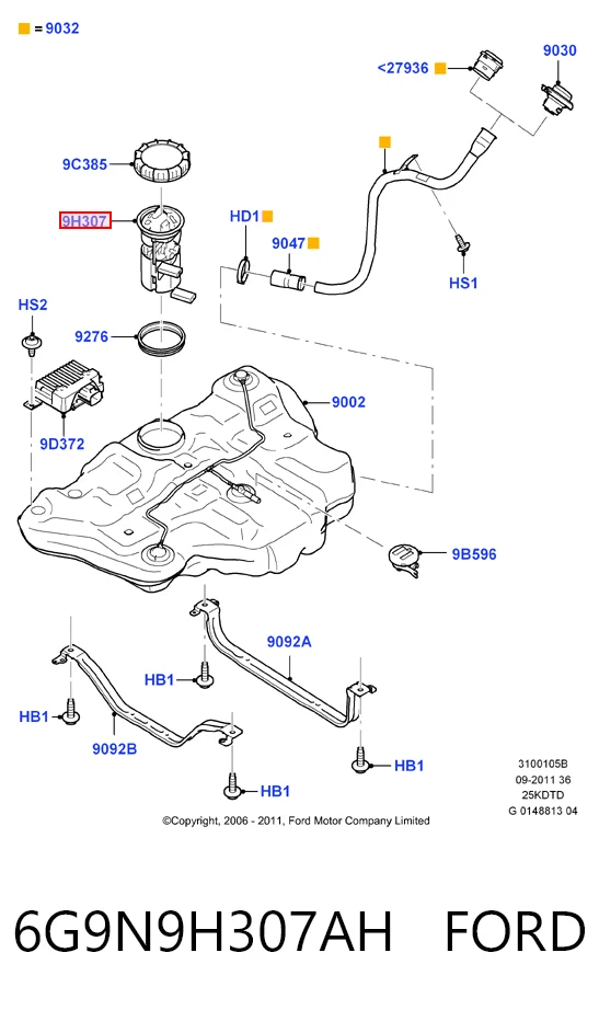6G9N9H307AH Ford Електробензонасос