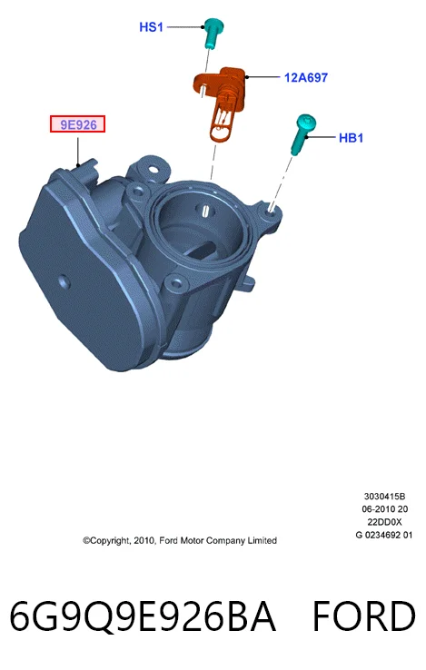 6G9Q9E926BA Ford Дросільна заслінка в зборі