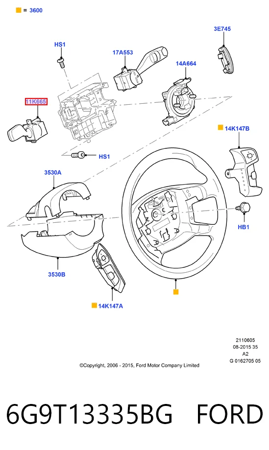 Перемикач підрульовий, лівий 6G9T13335BH Ford