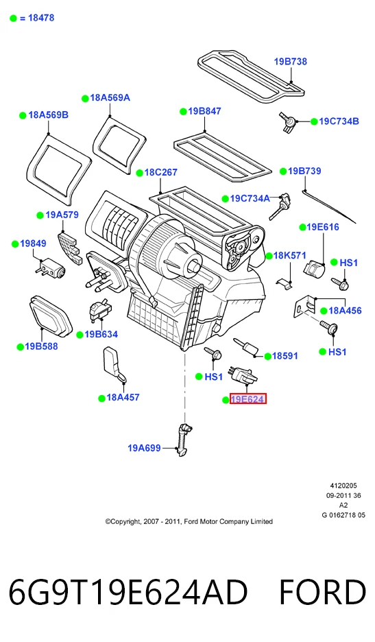 6G9T19E624AD Ford Регулятор оборотів пічки