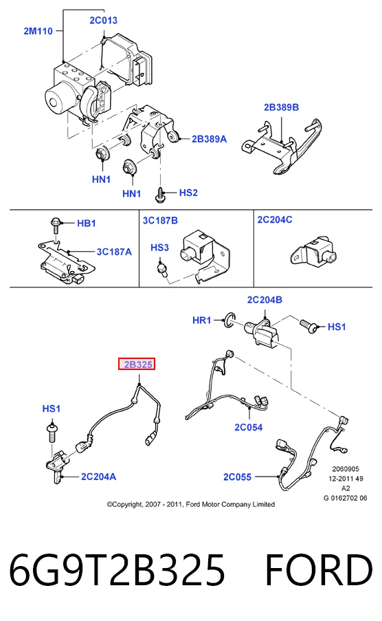 6G9T2B325 Ford Провід датчика АБС передній