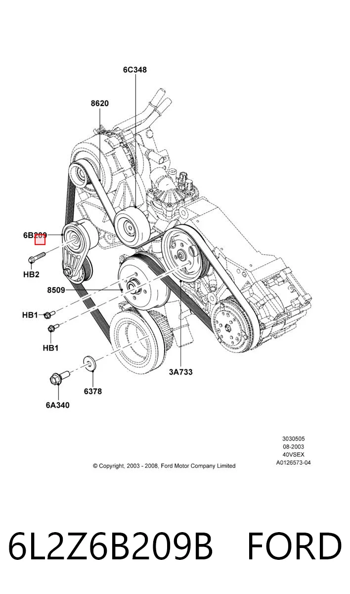 6L2Z6B209B Ford Натяжна планка поліклинового ременя