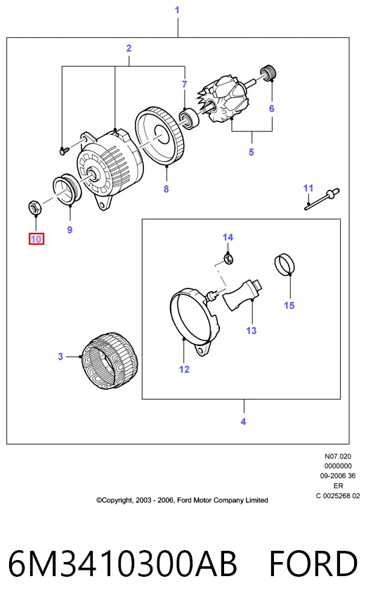 6M3410300AB Ford Авто генератор