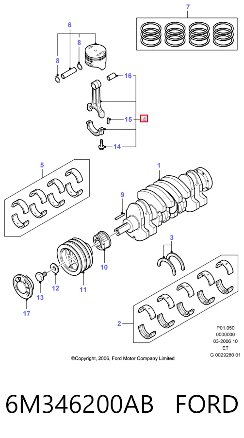 6M346200AB Ford Шатун двигуна