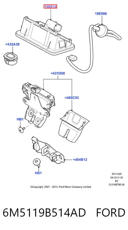 6M5119B514AD Ford Кнопка приводу замка задньої 3/5 двері (ляди)