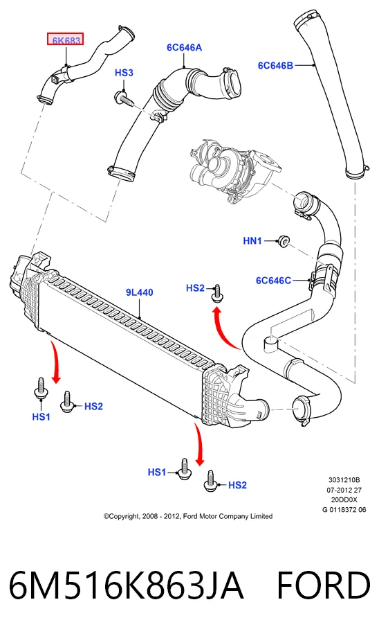 6M516K863JA Ford Трубка, що нагнітається