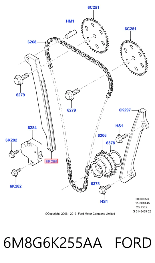 1L5Z6K255AA Ford Башмак натягувача ланцюга ГРМ