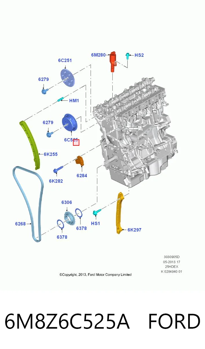 6M8Z6C525A Ford Зірка-шестерня розподільного валу двигуна, впускного