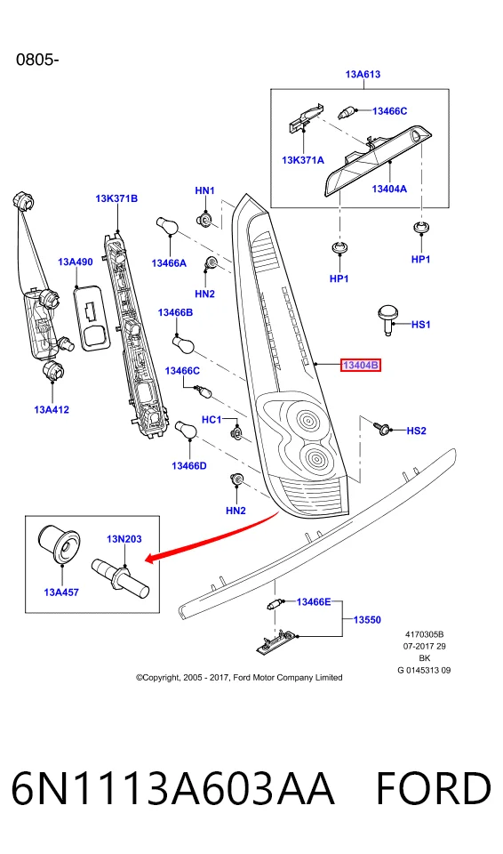 Задня ліва фара на Ford Fusion  JU