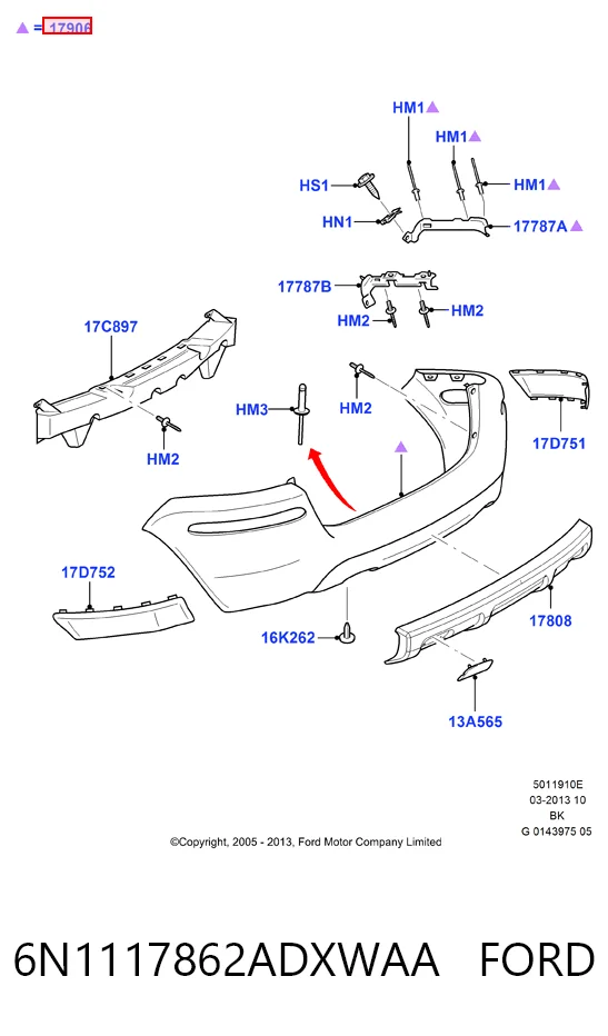 Кожух бампера заднього Starline KH2576952 ціна, від 150.29 USD