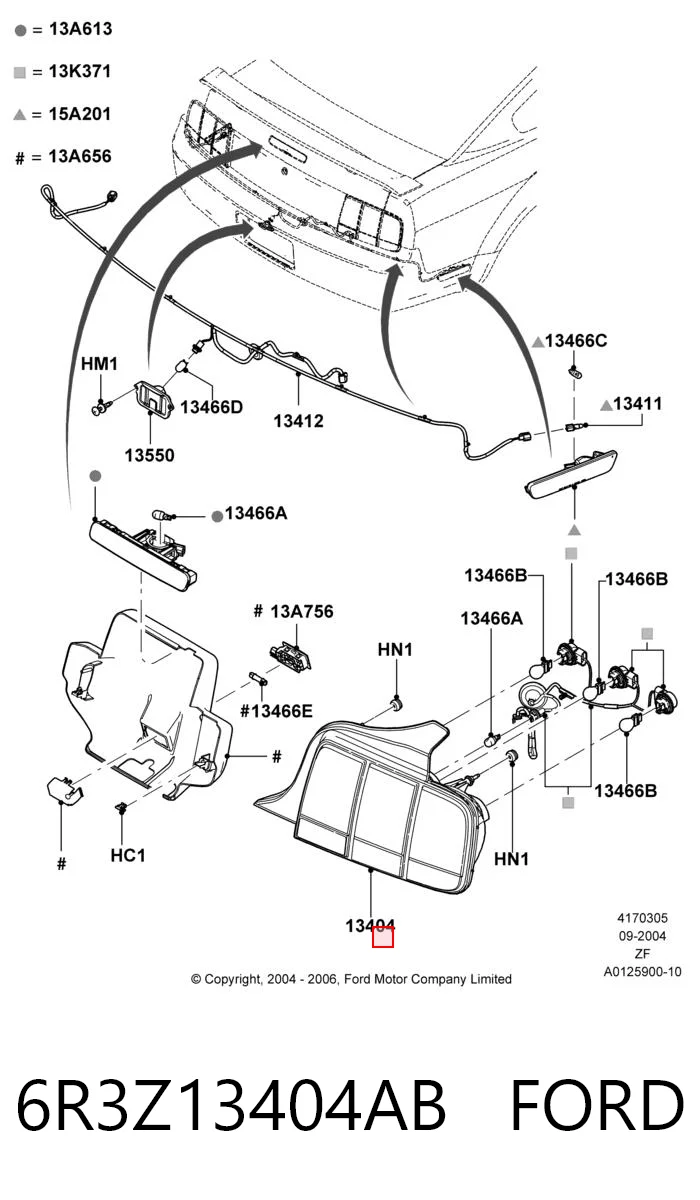 6R3Z13404AB Ford Ліхтар задній правий