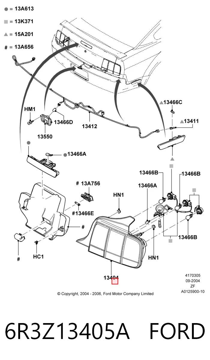 6R3Z13405A Ford Задня ліва фара