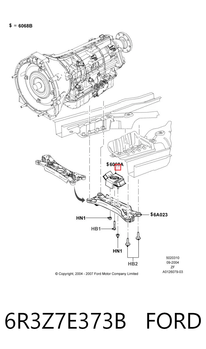 6R3Z7E373B Ford Опора кпп