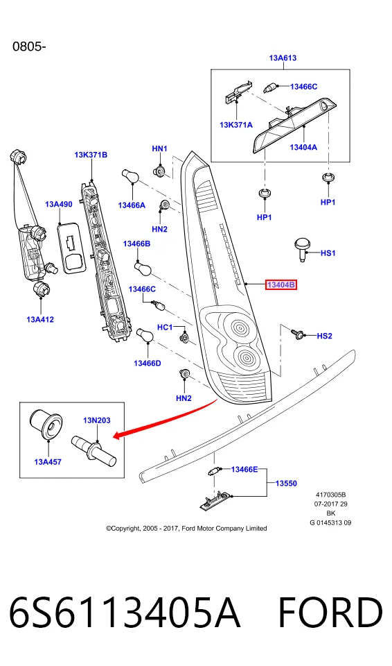 Ліхтар задній лівий Ford Fiesta Mk5 хетчбек (JH, JD) (2001 - 2008) ціна, від 58.04 USD