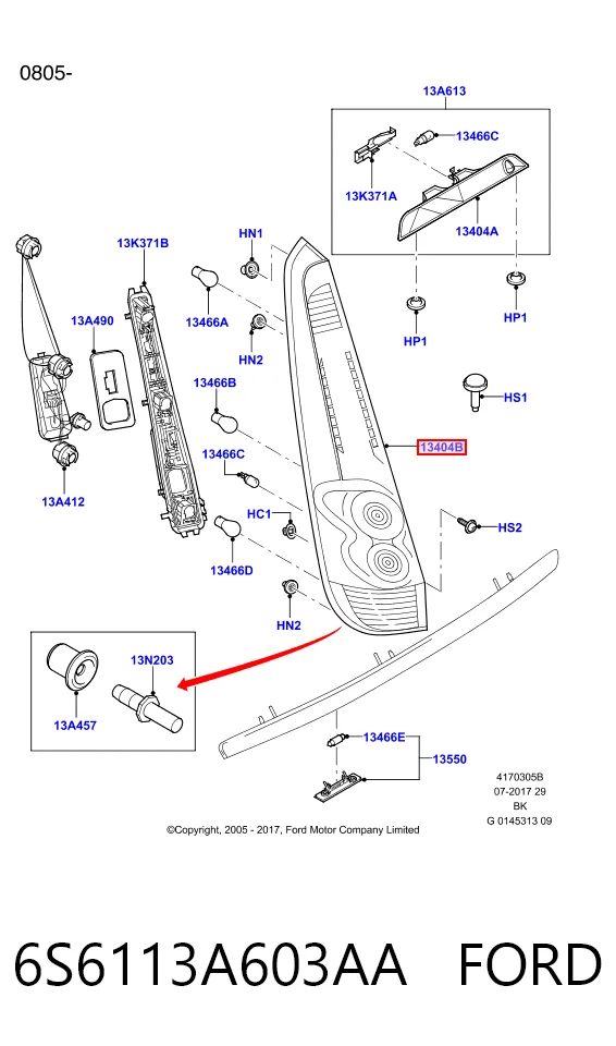 Купити Лівий стоп Ford Fiesta Mk5 JH, JD