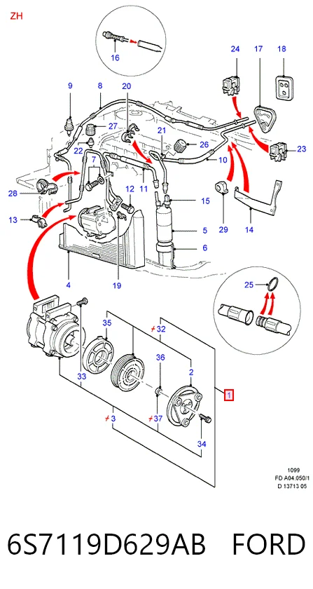 6S7119D629AB Ford Компресор холодоагенту