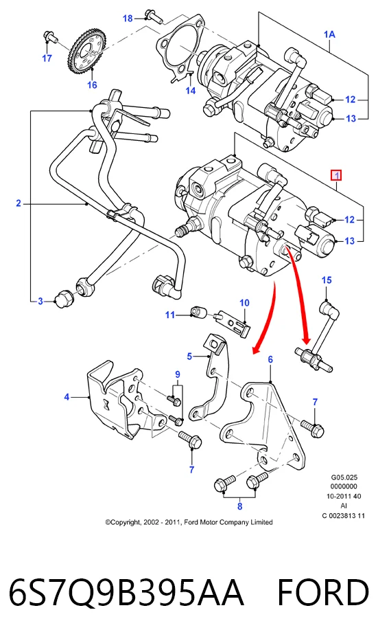 6S7Q9B395AA Ford Насос паливний високого тиску (ПНВТ)