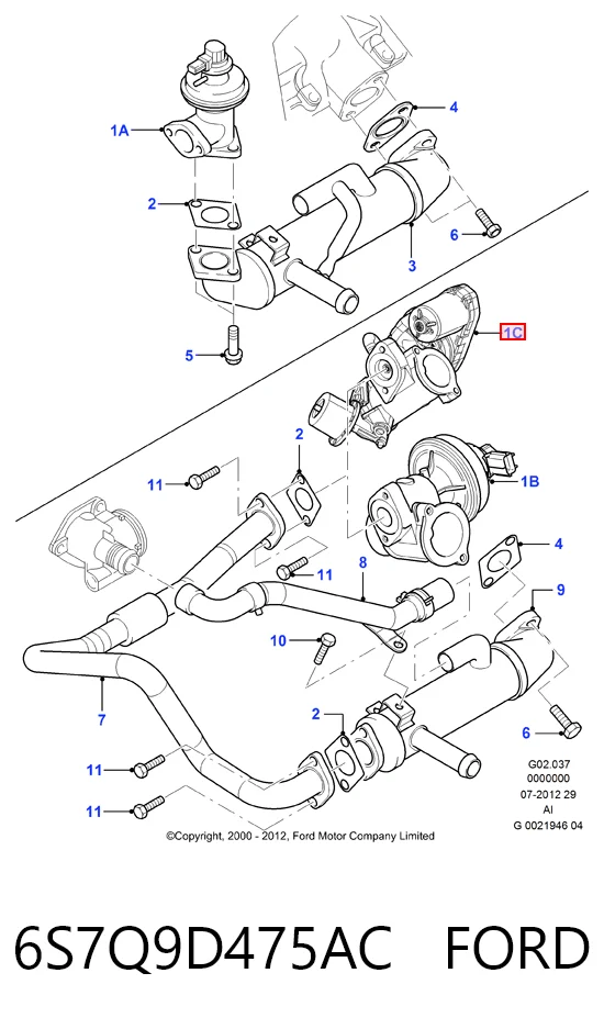 6S7Q9D475AC Ford Клапан рециркуляції відпрацьованих газів EGR