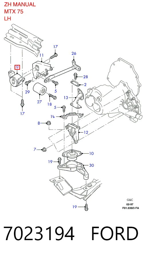 Подушка (опора) двигуна, передня Ford Escort VI хетчбек (GAL) (1992 - 1995) ціна, від 25.56 USD