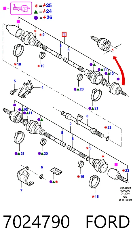 Піввісь передня, права Ford Mondeo II седан (BFP) (1996 - 2000) ціна, від 118.66 USD