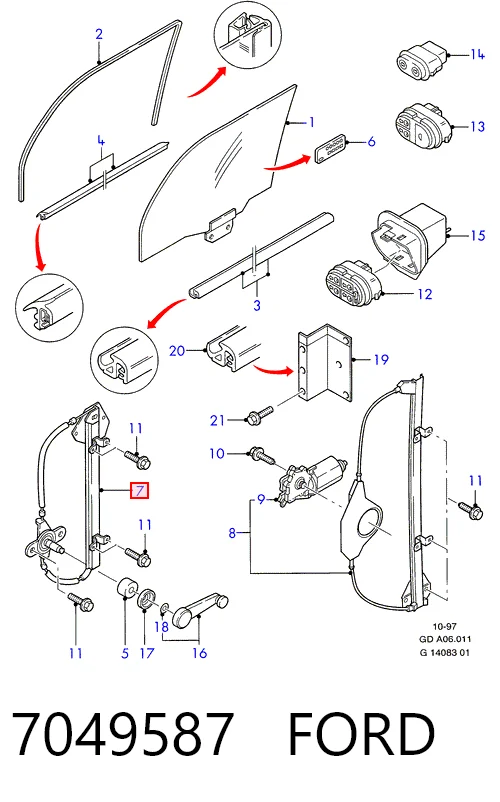 Склопідйомник з електродвигуном Ford Mondeo II седан (BFP) (1996 - 2000) ціна, від 24.42 USD