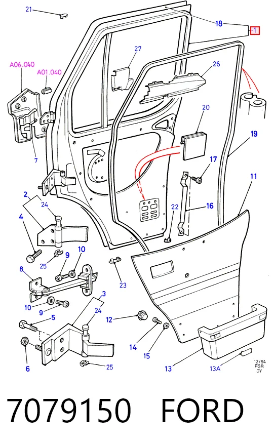 Двері передні, ліві Ford Transit IV фургон (E) (1994 - 2000) ціна, від 44.34 USD