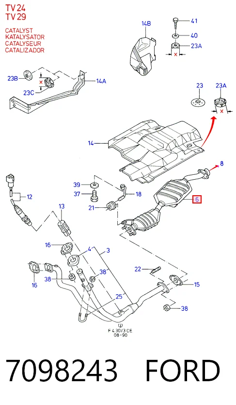 Конвертор-каталізатор (каталітичний нейтралізатор) Ford Scorpio 1 GAE, GGE
