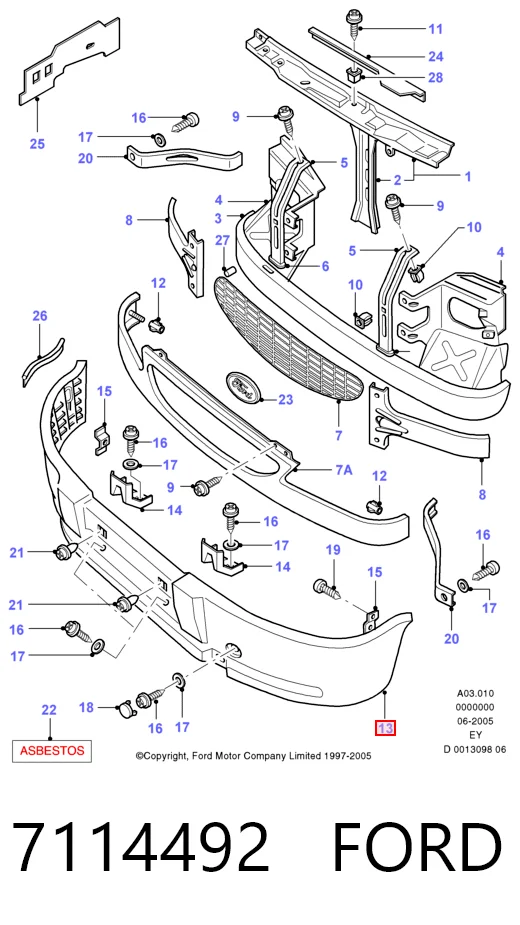 Бампер передній в зборі на Ford Transit IV T