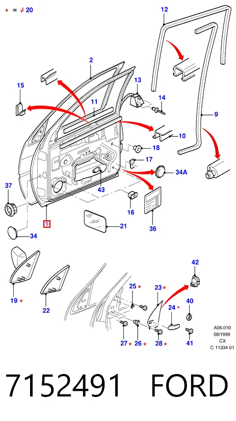 Двері передні, ліві Ford Fiesta GFJ