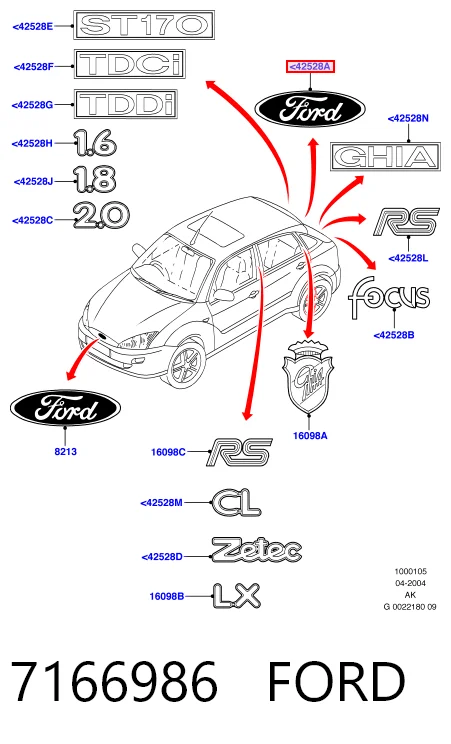 Емблема на кришку багажника, фірм.значок Ford Focus I хетчбек (DAW, DBW) (1998 - 2004) ціна, від 12.67 USD