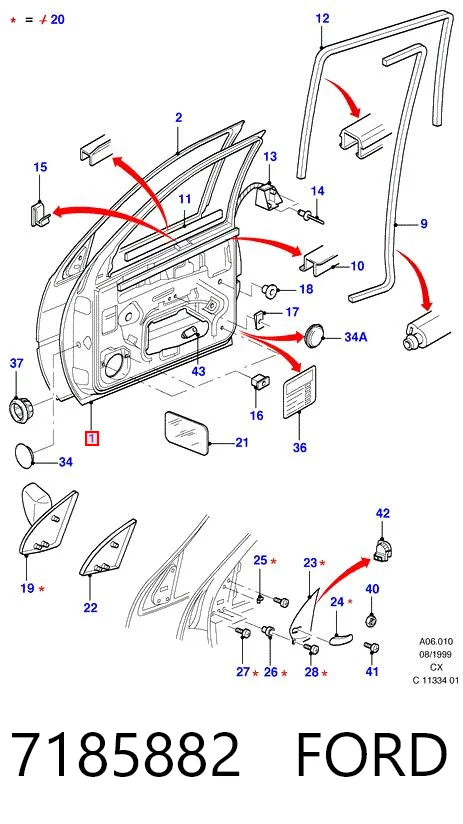 Двері передні, ліві Ford Fiesta Mk3 хетчбек (GFJ) (1989 - 1995) ціна, від 387.86 USD