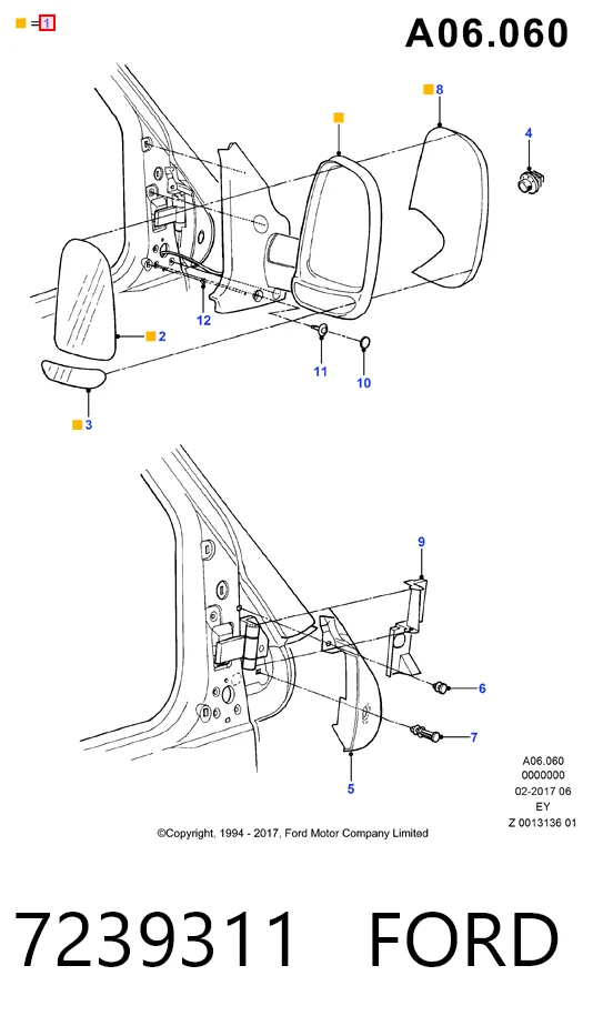  Ліве бокове дзеркало Ford Transit 4