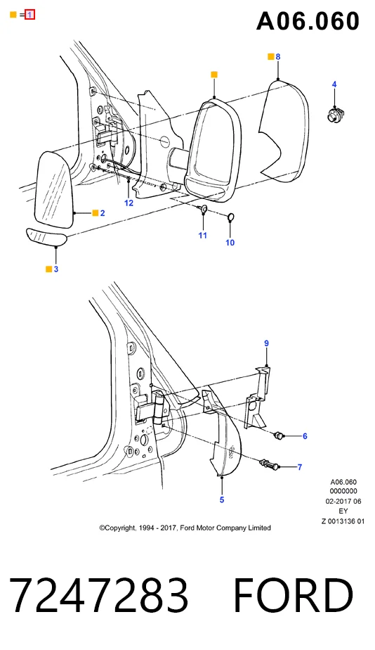 Купити 94VB17683DN Ford Бічне дзеркало заднього виду ліве