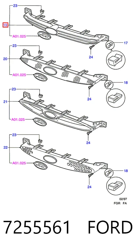 Облицювання радіатора Ford Escort VII хетчбек (GAL, AAL, ABL) (1995 - 1998) ціна, від 8.03 USD