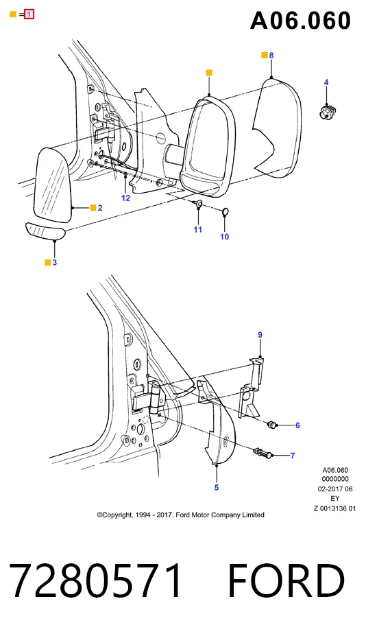 Ліве бокове дзеркало 94VB17683DN Ford