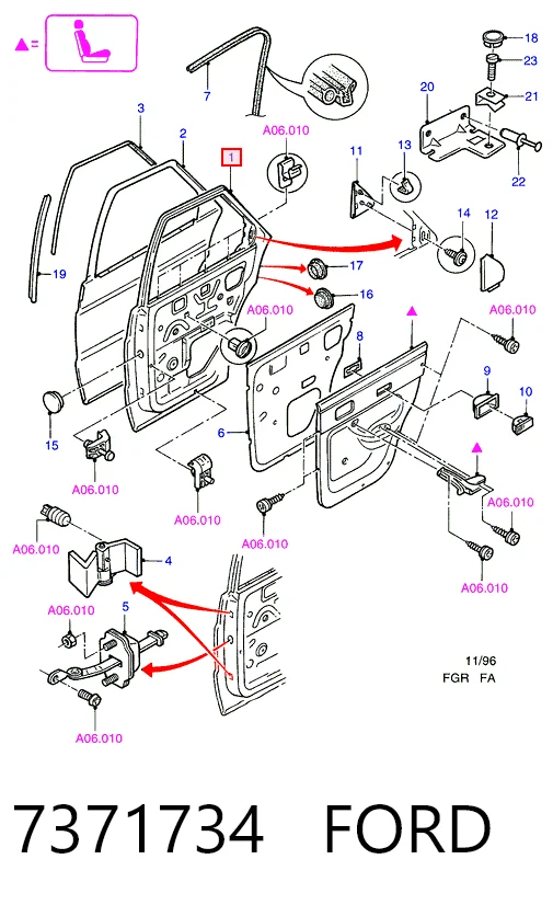 Двері пасажирські задні праві на Ford Escort VII GAL, AAL, ABL