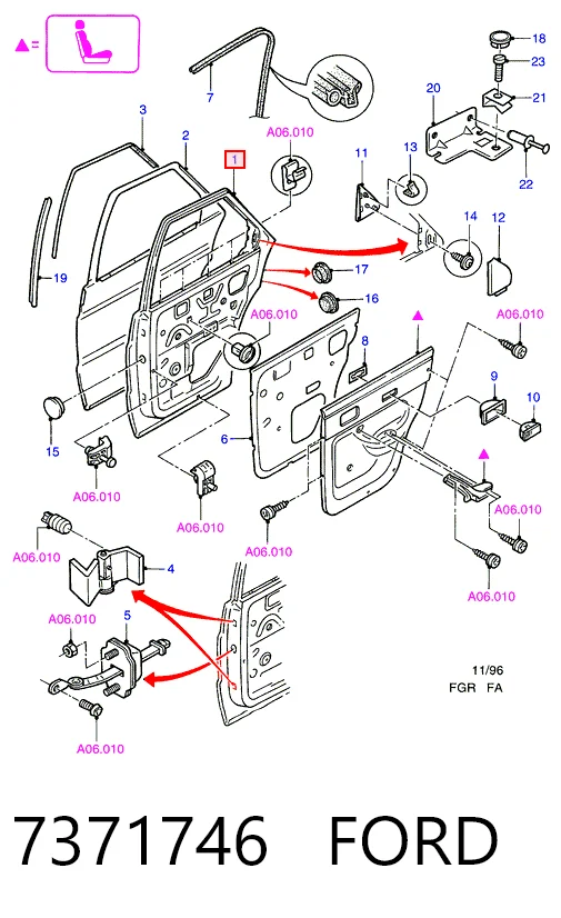 Двері задні, ліві Ford Escort 7 GAL, ANL
