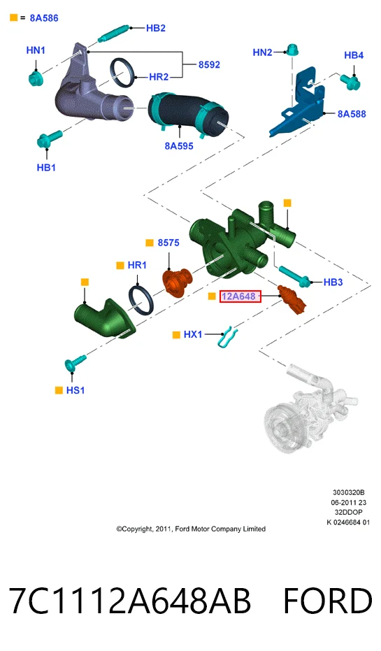 7C1112A648AB Ford Покажчик температури охолоджуючої рідини