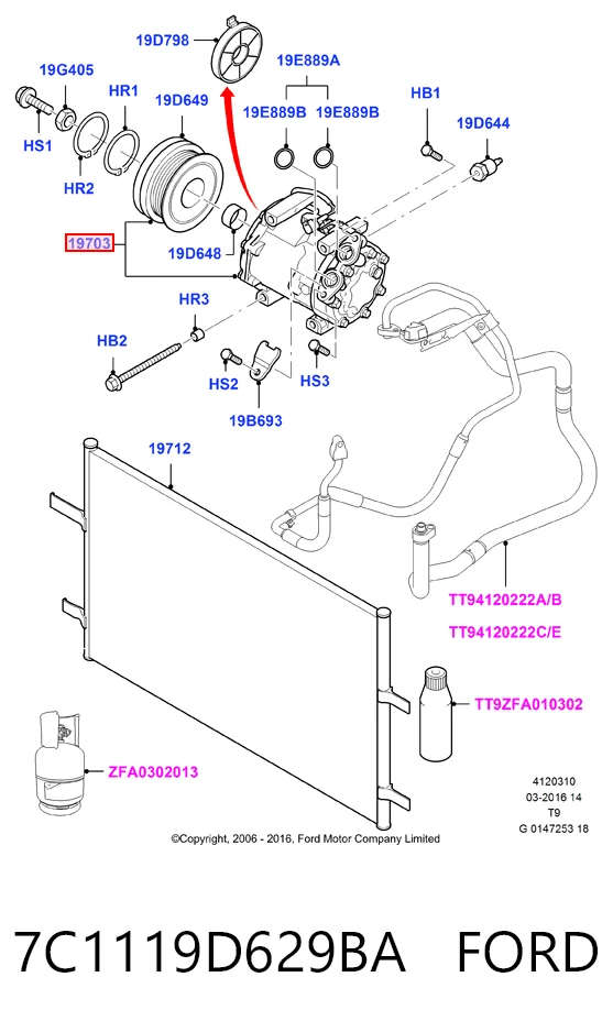 7C1119D629BA Ford Компресор холодоагенту