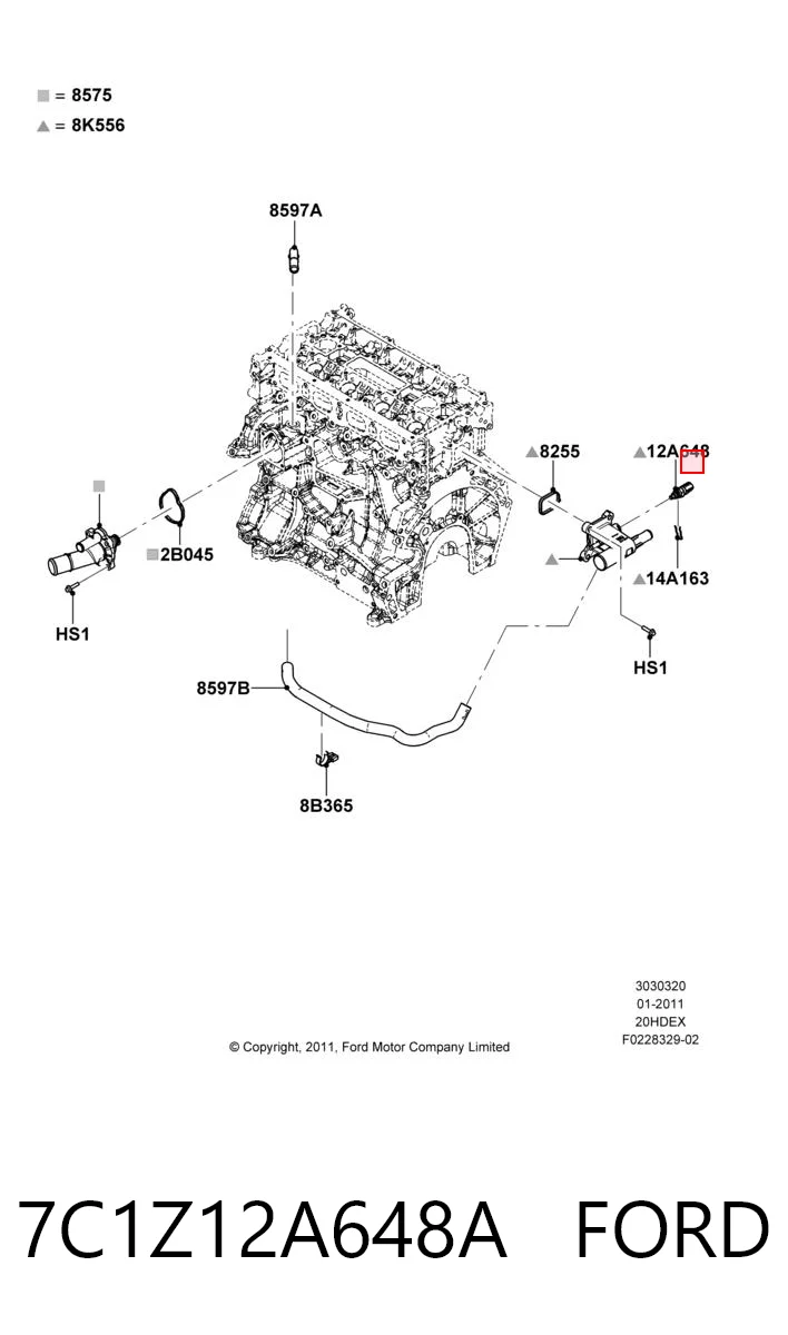 7C1Z12A648A Ford Покажчик температури охолоджуючої рідини