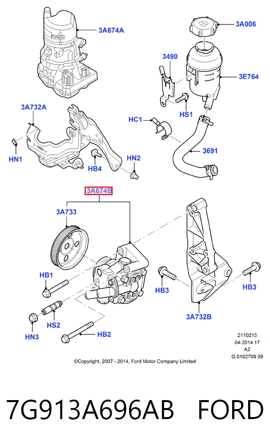 7G913A696AB Ford Насос гідропідсилювача
