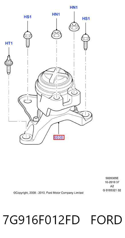 7G916F012FD Ford Права подушка мотора