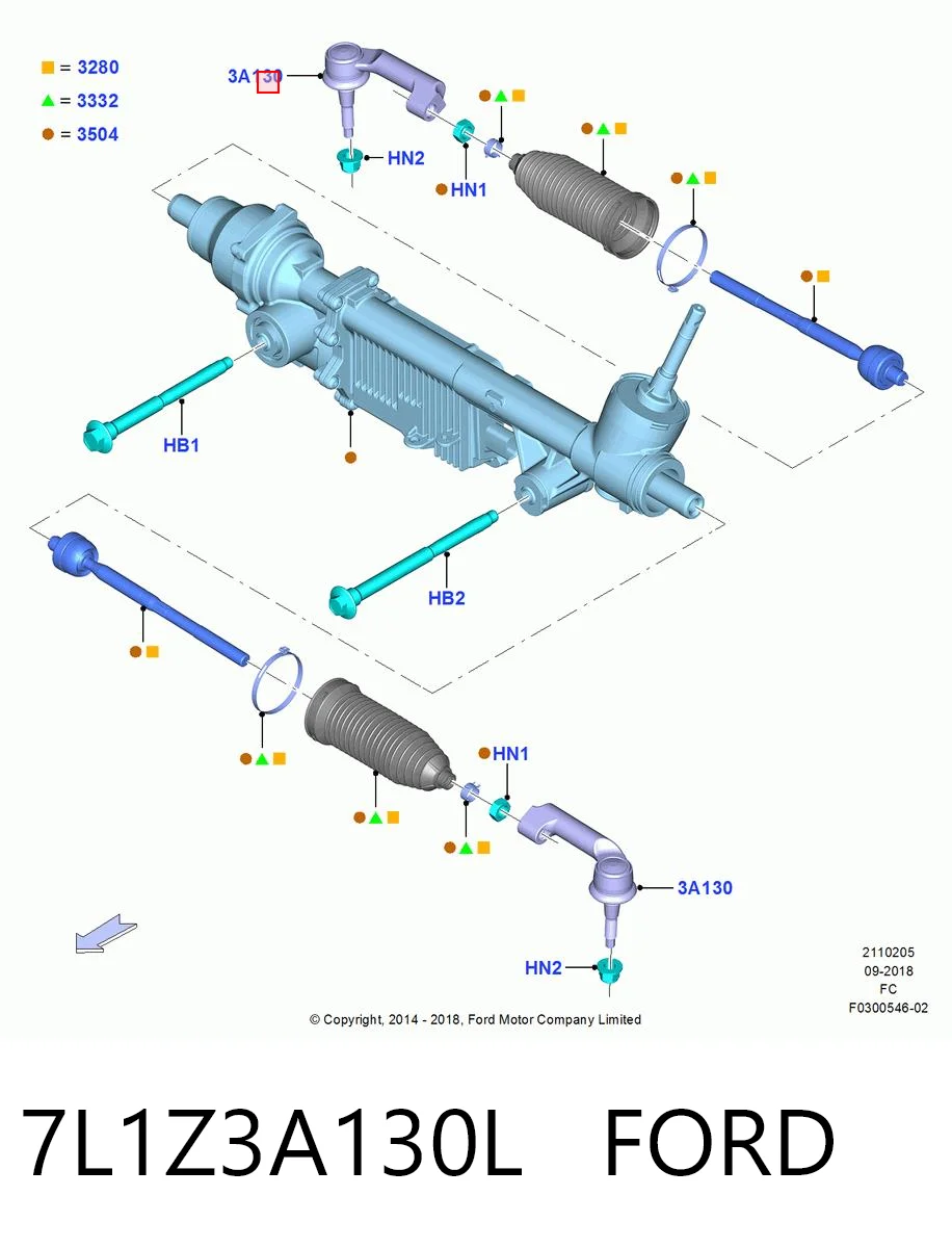 7L1Z3A130L Ford Зовнішній наконечник рульової тяги
