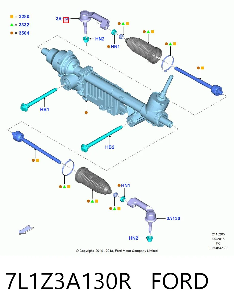 7L1Z3A130R Ford Зовнішній наконечник рульової тяги