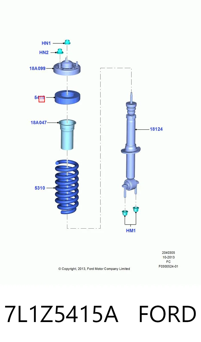 7L1Z5415A Ford Проставка (гумове кільце) пружини передньої, верхня