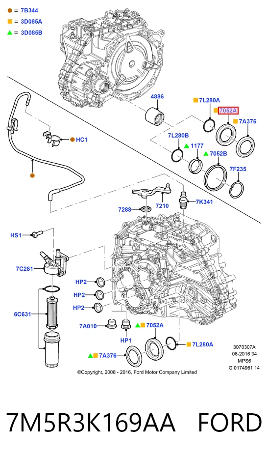 7M5R3K169AA Ford Сальник піввісі переднього моста, лівої