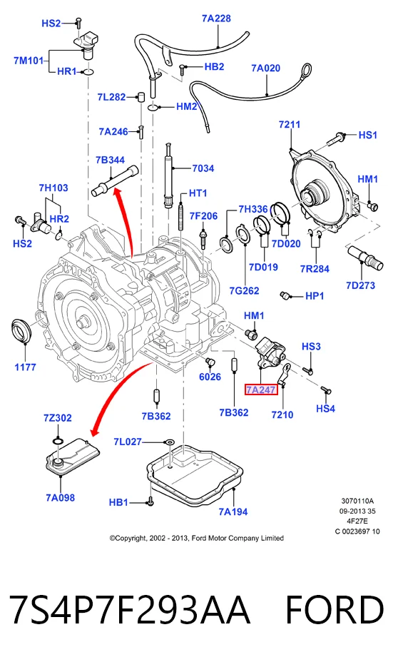 7S4P7F293AA Ford Датчик АКПП