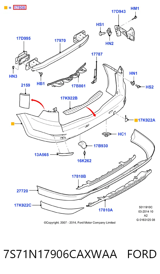 Кожух бампера заднього Ford Mondeo IV універсал (CA2) (2007 - 2014) ціна, від 175.99 USD